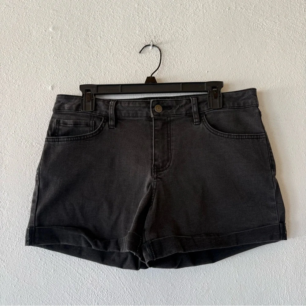 Vans Black Denim Shorts Womens Size‎ 5 Cuffed Skate Casual Jeans Summer